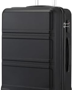 Kono Small Suitcase with Silent Spinner Wheels, Lightweight Hard Shell Cabin Luggage, ABS+PC Carry On Travel Case with YKK Zips &TSA Lock, 55x40x20cm Airline Approved for Ryanair & easyJet (Black)