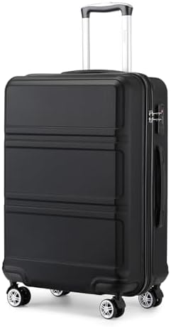 Kono Small Suitcase with Silent Spinner Wheels, Lightweight Hard Shell Cabin Luggage, ABS+PC Carry On Travel Case with YKK Zips &TSA Lock, 55x40x20cm Airline Approved for Ryanair & easyJet (Black)