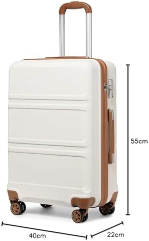 Kono Small Suitcase with Silent Spinner Wheels, Lightweight Hard Shell Cabin Luggage, ABS+PC Carry On Travel Case with TSA Lock, Airline Approved for EasyJet (20", Cream White) - Image 8