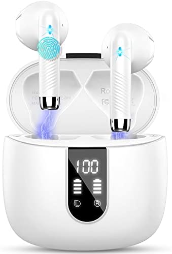 Wireless Earbuds, Bluetooth 5.4 Headphones NEW Wireless Headphones with 4 ENC Mic, 56H Bluetooth Earphones in Ear Noise Cancelling Deep Bass, Mini Ear Buds Bluetooth Earbuds IP7 Waterproof LED Display