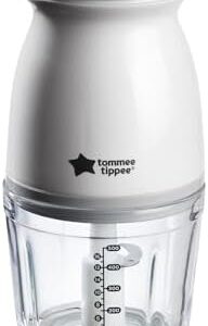 Tommee Tippee Quick-Chop, 500ml Capacity, Mini Electric Baby Food Blender and Chopper for all Stages of Weaning, Durable Glass Bowl and Stainless Steel Blades, 200W Motor