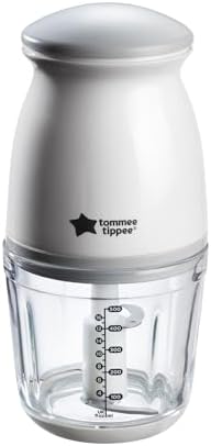 Tommee Tippee Quick-Chop, 500ml Capacity, Mini Electric Baby Food Blender and Chopper for all Stages of Weaning, Durable Glass Bowl and Stainless Steel Blades, 200W Motor