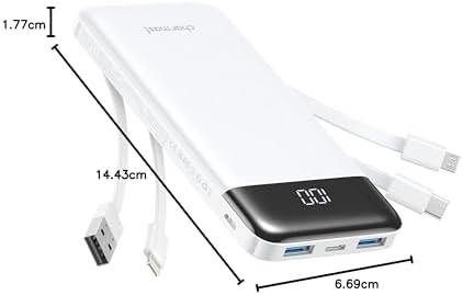 Charmast Power Bank with Built in Cables X 4, 10000mAh Portable Charger 6 Outputs 3 Inputs Travel Essentials, LED Display Type C Powerbank, Slim USB C Battery Pack Compatible with iPhone17/Samsung etc - Image 10