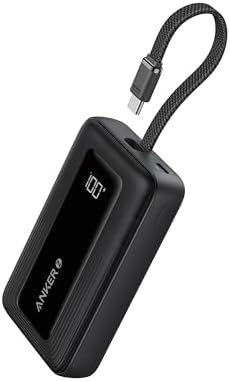 Anker Zolo Power Bank, 10,000mAh 30W High-Speed Portable Charger with Built-In USB-C Cable, Fast Charging Battery Pack for iPhone 17/17 Air/17 Pro/17 Pro Max/16/15 Series, Galaxy, iPad, and More