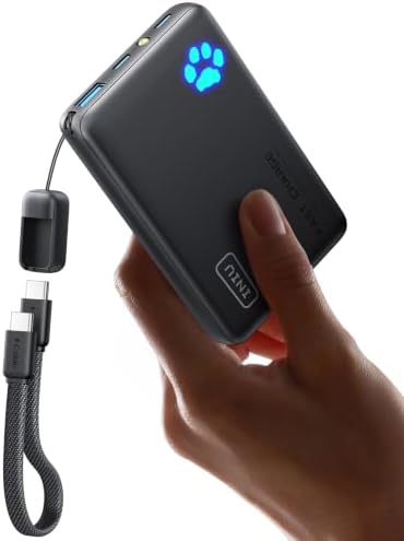 INIU 45W Fast Charging Power Bank, 40% Smaller 10000mAh with Detachable Cable, Flight-Safe Travel Portable Charger, USB C Mobile Phone Portable Powerbank for iPhone 17 16 15 Pro iPad Samsung S25 etc
