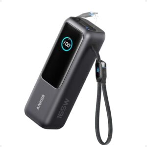 Anker Laptop Power Bank, 25,000mAh Portable Charger with Triple 100W USB-C Ports, Built-in Retractable Cables, Flight-Approved for Travel, iPhone 17/16 Series, Samsung, and More