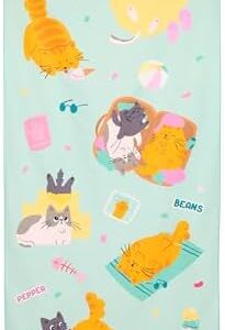 Puckator Bean & Co Cats Microfibre Beach Towel - Large Quick Drying Lightweight Thin Funny Mens Girls Beach Pool Holiday Towel Towels For Adults Womens - Vacation Accessories Essentials Family