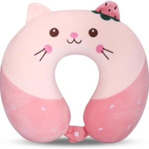 Fentar Neck Pillow for Travel, Memory Foam Kids Travel Pillow, Removable Travel Neck Pillow with Zips, Cute Cartoon Plane Pillow, Comfortable Adult Kids Travel Pillow for Airplane Camping Car Sleeping