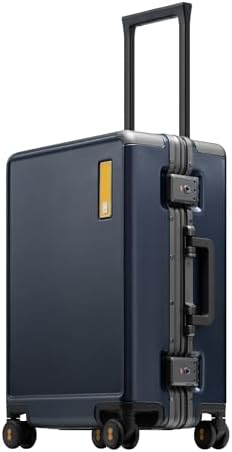 LEVEL8 Zipperless Luggage Carry on Suitcase with Protection Cover - Alluminium Hard Frame 20 Inch Trolley PC Hardside Spinner Suitcase Double TSA for Airline Hegent,Blue