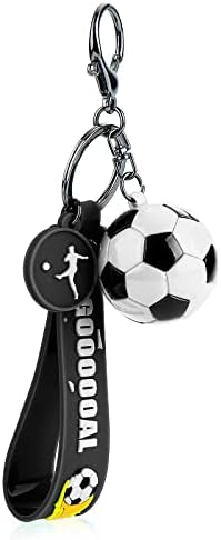 Cobee Soccer Gifts Key Chain, Inspirational Silicone Key Rings Football Keychains for Boys Girls Teens Sports School Carnival Reward Party Favors(White Ball)