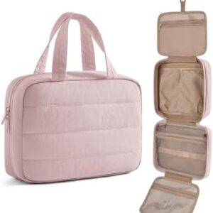LIGHT FLIGHT Hanging Toiletry Bag for Women, Travel Wash Bag | Full-size Toiletries, Cosmetic & Skincare Storage, Travel Accessories, Utral Lightweight, Baby Pink