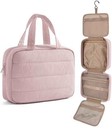 LIGHT FLIGHT Hanging Toiletry Bag for Women, Travel Wash Bag | Full-size Toiletries, Cosmetic & Skincare Storage, Travel Accessories, Utral Lightweight, Baby Pink
