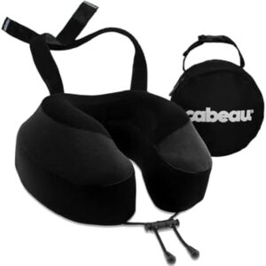 Cabeau Evolution S3 Travel Pillow - Airplane Seat Straps - Ensures Your Head Won't Fall Forward - Relax with Plush Memory Foam - Quick-Dry Fabric Keeps You Cool and Dry (Indigo).., Jet black, S3