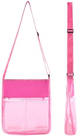 Mesh Beach Bags with Zipper,Pink and Mint Green Mesh Bag,Shell Collecting Bag Beach Sand Toy,Beach Essentials Accessories Gifts for Boys and Girls Summer Vacation (Only Bags) (1, Pink) | mesh beach bag