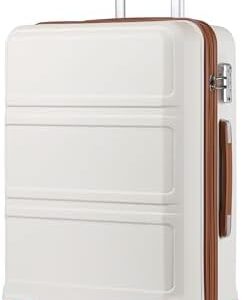 Kono Small Suitcase with Silent Spinner Wheels, Lightweight Hard Shell Cabin Luggage, ABS+PC Carry On Travel Case with TSA Lock, Airline Approved for EasyJet (20", Cream White)