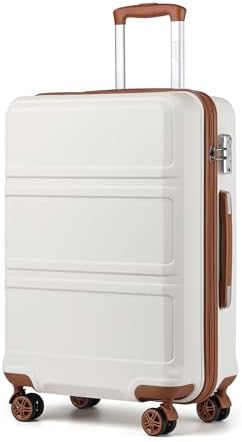 Kono Small Suitcase with Silent Spinner Wheels, Lightweight Hard Shell Cabin Luggage, ABS+PC Carry On Travel Case with TSA Lock, Airline Approved for EasyJet (20", Cream White)