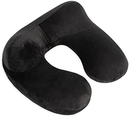 Inflatable Travel Pillow - 100% Soft Velvet Neck Support for Traveling, Airplanes, Trains, Cars, and Offices with Compact Carrying Bag, Breathable and Washable Cover, Ideal for Adult Sleepers -Black - Image 3