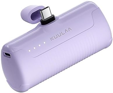 Kuulaa Portable Charger USB C Power Bank 4500mAh Small Portable Phone Charger Android Compact Plug in Battery Pack Portable Compatible with iPhone 15, Samsung Galaxy, Moto, LG, Pixel Purple