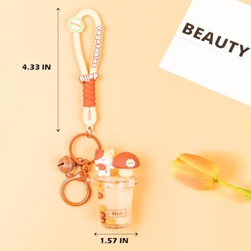 YOU WIZV Cute Keychain, Kawaii Backpack Liquid Floating Anime Bunny Keychain for Girls, Women, Daughters, Sister - Image 5