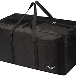 WEERY Large Travel Duffle Bag, 96L Extra Waterproof Holdall Lightweight Foldable Duffel Bag for Men Women, Black