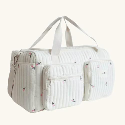 Diaper Bag Quilted Baby Large Capacity Weekender Travel For Hospital And Travel-bear - Image 3
