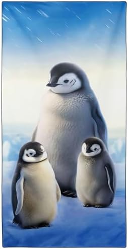 YISUMEI Penguins Family Beach Towels for Adults Extra Large 180 x 90 cm, Microfibre Quick Dry Towel for Travel Swimming Camping Sports