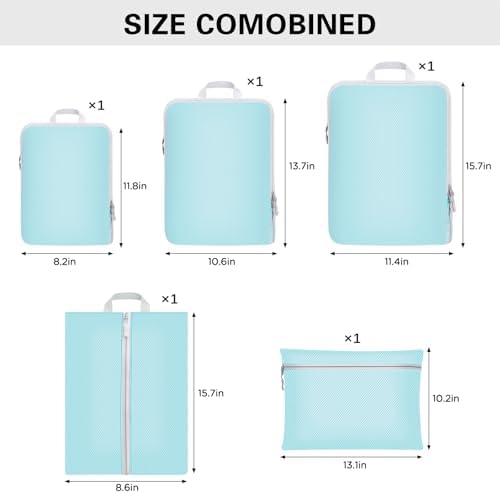Compression Packing Cubes for Suitcases,Suitcase Organiser Bags,Travel Packing Cubes Compression Set for Backpack,Packing Organisers,Waterproof Travel Organiser Packing Bags (Blue, 5 Pack) - Image 6