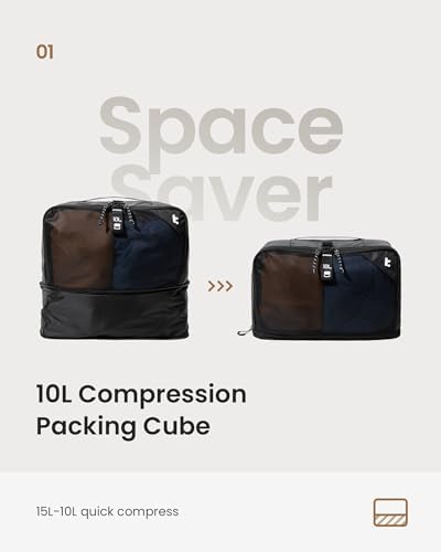 tomtoc 3 Set Packing Cubes for Travel Essentials, Odor-Resistant Compression Expandable Packing Cubes, Lightweight Travel Bag Pouch, Luggage Organizers Accessories for Backpack & Suitcase - Image 3