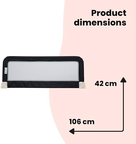 Safety 1st Portable Bed Rail, 106 x 42cm,Foldable Bed Guard for Toddler Bed, 18 Months – 5 Years, Portable Travel Bed Guard, Mesh Fabric, Easy to Install, Automatic Lock, Easy to Transport, Dark Grey - Image 5
