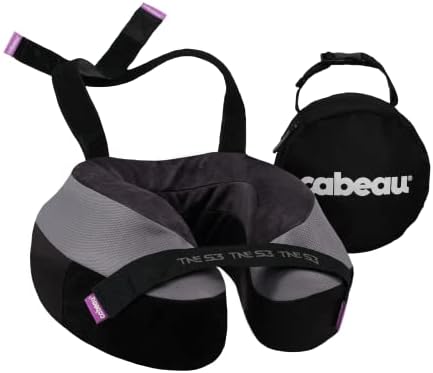 Cabeau Travel Neck Pillows for Airplanes – The Neck’s Evolution, TNE S3 – Supportive Memory Foam Design for Long Haul Flights – Attachable Seat Straps and 360° Support (Berlin Grey)