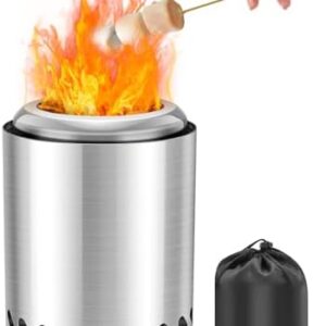 Saker Tabletop Fire Pit, 2026 Upgraded Stainless Steel Smokeless Portable Fire Pit for Camping & Campervan, Outdoor Patio Use, Wood or Pellet Fueled, Camping Gifts for Men