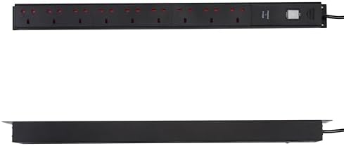 Amazon Basics Heavy-Duty 9-Way Metal Power Strip with Surge Protection, Safety Shutters, Socket Strip Extension, 1.8m Cable, Wall Mountable, 600J, Black - Image 4