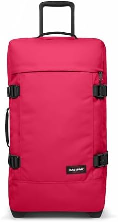 Eastpak Tranverz M Medium Suitcase 78L (67 x 35.5 x 30 cm), Durable Rolling Luggage, Lightweight Travel Bag with Double Compartments, Telescopic Handle & TSA Lock - SAFFRON RED