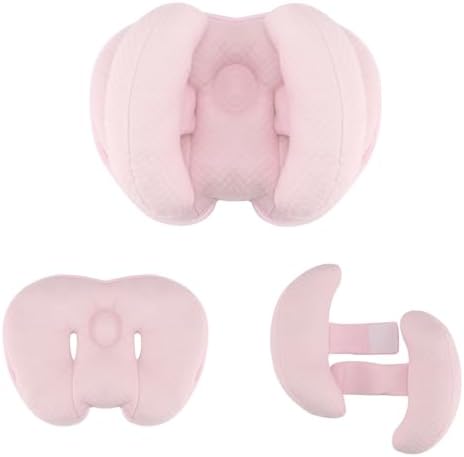 2 in 1 Baby Travel Cushion, Banana Shape Adjustable Baby and Infants Neck Head Support Car Seat Insert Cushion for 3 to 12 Month, Pink