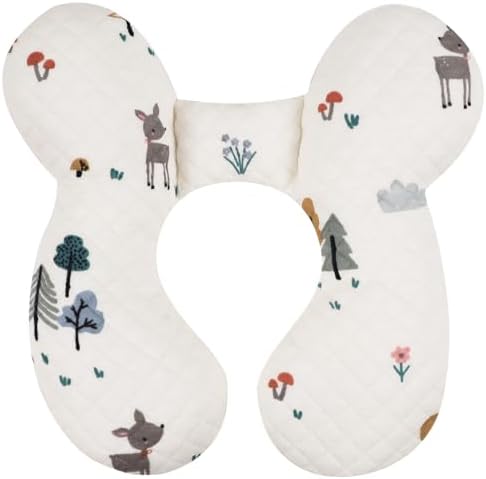 Baby Neck Pillow for Travel, Car Seat Pillow for Toddlers, Upgrade, Cotton,Baby Support Pillows for Stroller, Bouncer, Pushchair, Carseat Head and Neck Support, Breathable,Deer