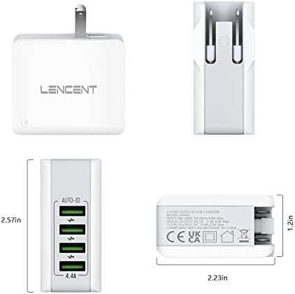 Lencent USB Charger Plug, 4-Port USB Universal Travel Adaptor Plug, 22W/5V 4.4A Wall Charger Worldwide Travel Charger Adapter for iPhone, iPad, Android, Tablets and More - Image 7