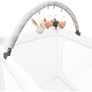 Hauck Portable Travel Bed Mobile, Forest - Baby Travel Toy Bar Compatible with Travel Cots with Lying Surface 60 cm Wide, Motor Skills Toy Arch, Adjustable, Rotating, from Birth