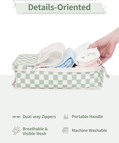 Narwey Packing Cubes for Suitcases, 6 Set Compression Packing Cubes for Backpack, Packing Cube Storage Bags, Suitcase Luggage Packing Organiser for Travel Essentials Accessories (Checker Combined) - Image 8