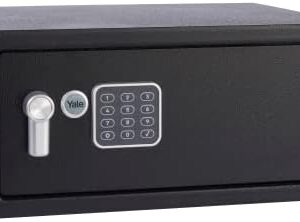 Yale Electronic Laptop Safe – Standard Protection, PIN Keypad + Override Key, Anti-bump Solenoid, Auto Lockdown, Carpeted Interior, Wall/Floor Fixings Included – 24L – YLV/200/DB2