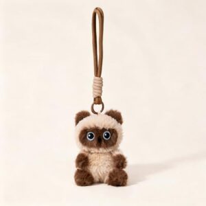 Cat Plush Keychain, Cute Keychains Siamese Cat Plush Cute Cat Keyring Fluffy Keyring for Handbag Backpack Car Wallets Bag Charms Gifts for Women Girl, 12cm