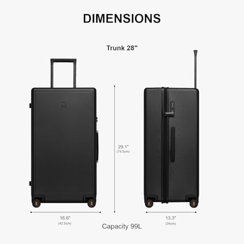 LEVEL8 Large Suitcase 28 Inch Hand Luggage with Spinner Wheels, 100% PC Micro-Diamond Textured Design Checked Large Luggage, Lightweight Hard Shell Suitcase with TSA Lock, Black (74cm, 99L, Black) - Image 3