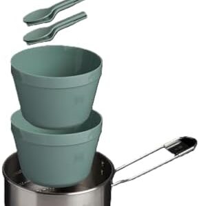 Stanley 1913 Wildfare Go Two Bowl Cookset 1.1L - Shale/Charcoal | 6 Piece Outdoor Camp Cook Set - Stainless Steel Pot With Lid - Packable