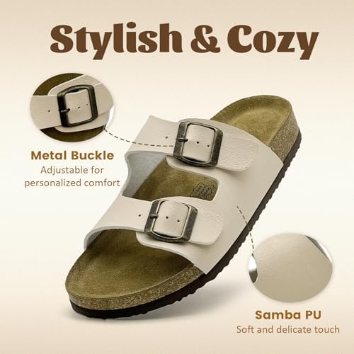 Cork Footbed Sandals for Boys Girls - Comfortable Double Buckle Slip - 2026 Beach Essentials Little Big Kids Sandals - Memory Foam Vacation Essentials Slides for Kids Footwear - Image 3