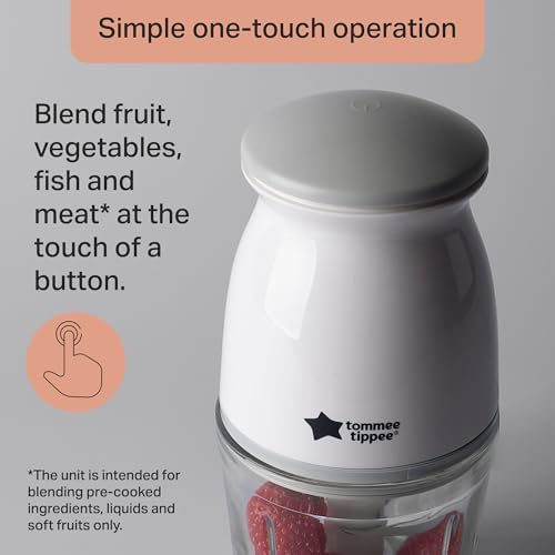 Tommee Tippee Quick-Chop, 500ml Capacity, Mini Electric Baby Food Blender and Chopper for all Stages of Weaning, Durable Glass Bowl and Stainless Steel Blades, 200W Motor - Image 5
