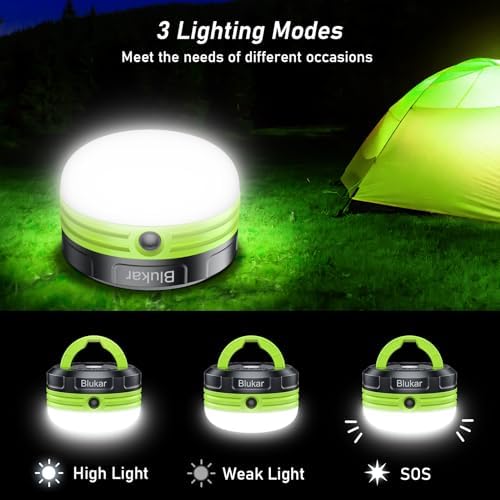Blukar Camping Lights, Camping Lantern Outdoor Lamp with Magnetic Base | Tent Light Battery Powered,Water Resistant 3 Modes, Portable Hanging Tent Accessories for Emergency(3 AA Batteries Included) - Image 3