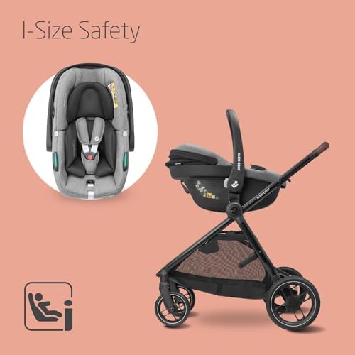 Maxi-Cosi Zelia S Trio 3-in-1 Prams Travel System, 0 - 4 Years, Up to 22 kg, Foldable, Compact and Reclining Baby Pushchair, with CabrioFix S i-Size Baby Car Seat, Accessories, Nursery Bag, Grey - Image 5