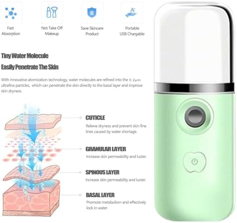 Nano Mister | Hydrating Portable Facial Mist Sprayer, USB Rechargeable, Green - Image 7