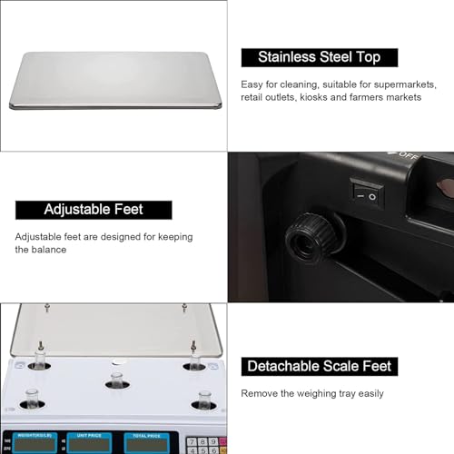 40kg Electronic Shop Digital Scale, Kitchen Digital Baking Scales, with LCD Dual Screen Display, Accuracy Adjustable, for Food, Meat, Deli, Fruit Market - Image 6