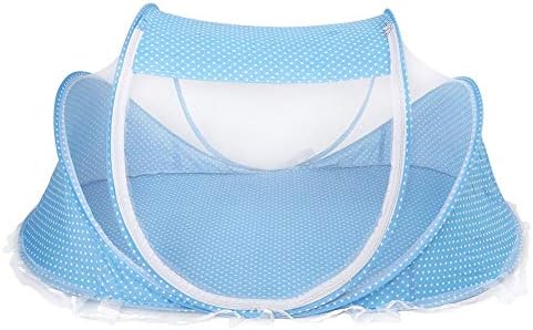 Baby Beach Tent,Portable Foldable Mosquito Net Anti-Bug Crib Cradle Tent with Mattress Pillow for Baby Infant Portable Baby Travel Tent (Blue) - Image 7