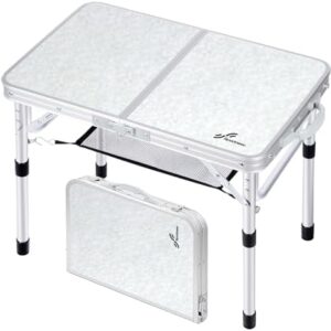 Sportneer Folding Camping Table, Adjustable Height Small Folding Table Portable Camp Tables (23.6" L x 15.7" W (2 Height)) with Mesh Layer for Outdoor Camp Garden Picnic BBQ Dining Cooking